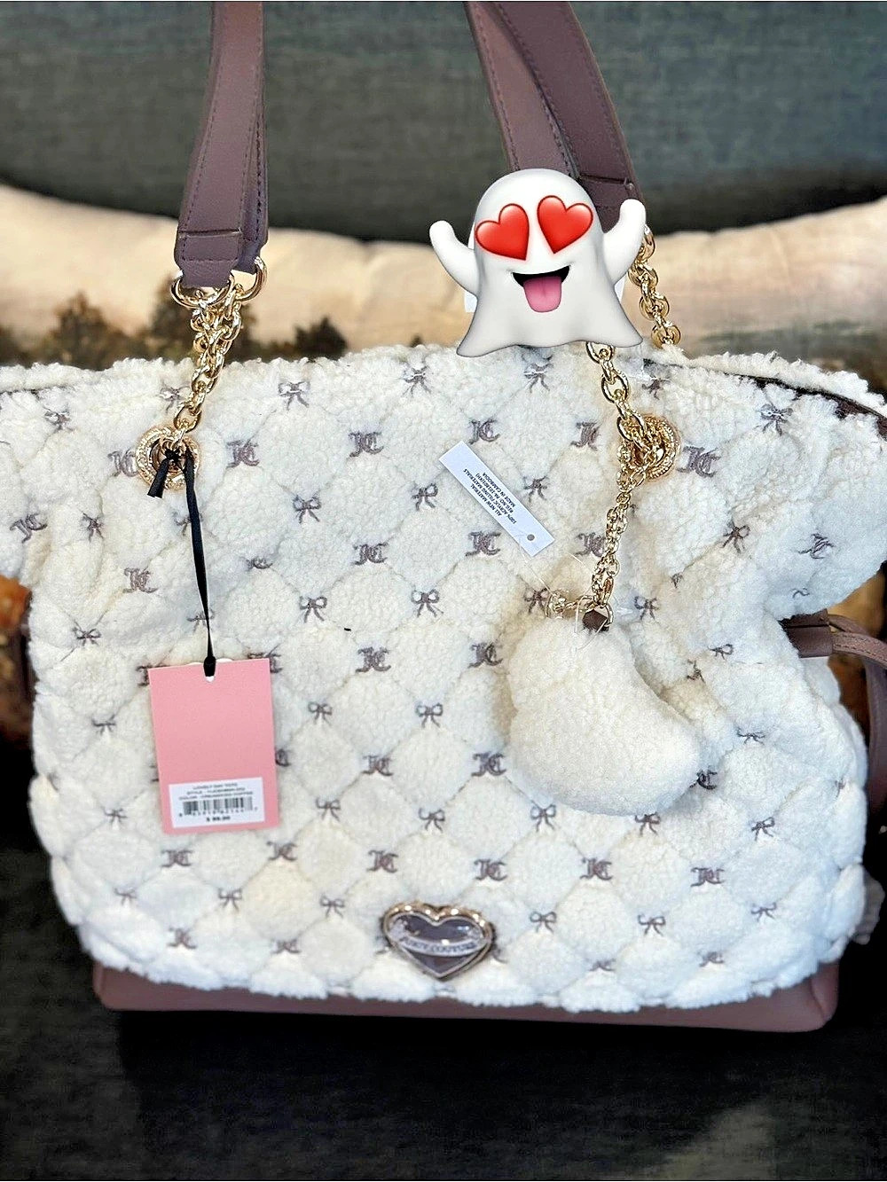 Juicy Couture Lovely Day Tote in White & Brown NWT